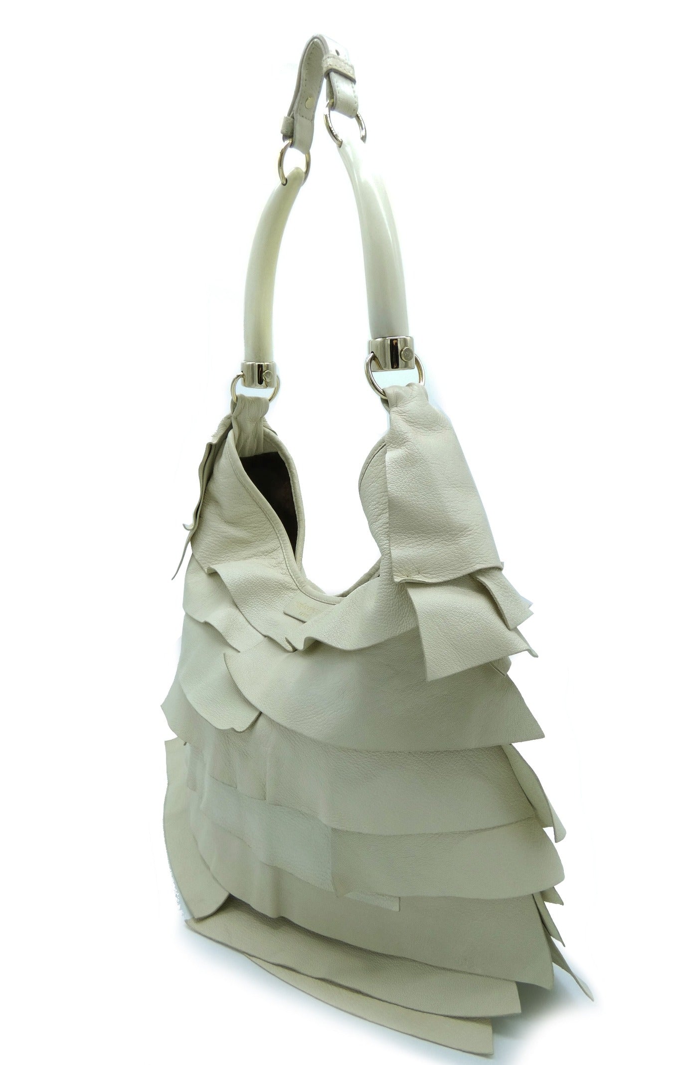 Yves Saint Laurent Mombasa Suede White Leather Tote Bag
