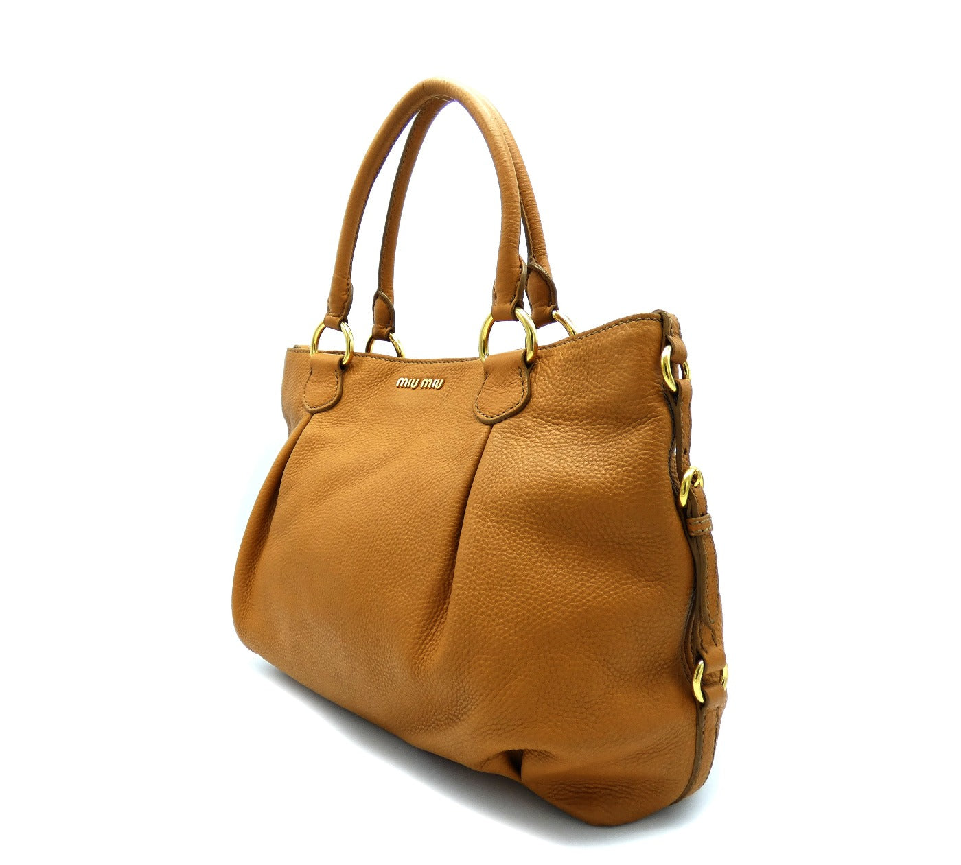 Miu Miu Vitello Daino Tan Grained Leather Handbag