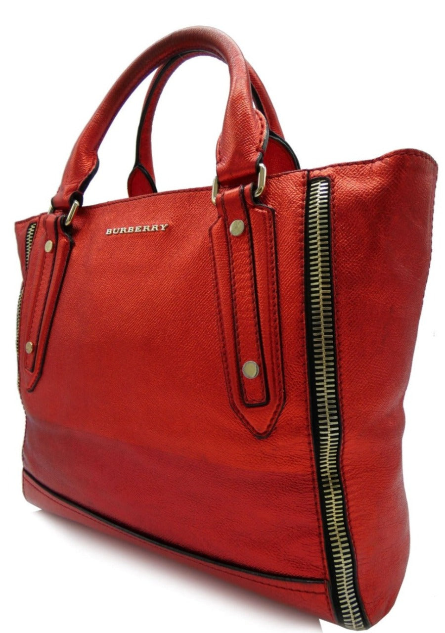 Burberry Somerford Red Metallic Satchel