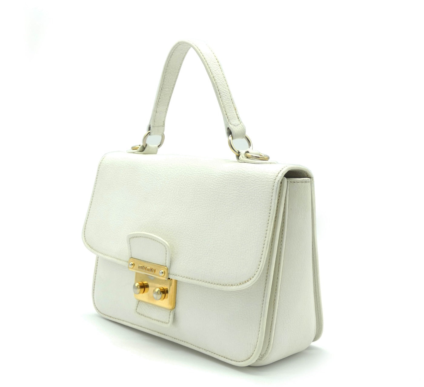 Miu Miu White Leather Madras 2way Bag