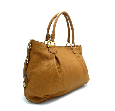 Miu Miu Vitello Daino Tan Grained Leather Handbag