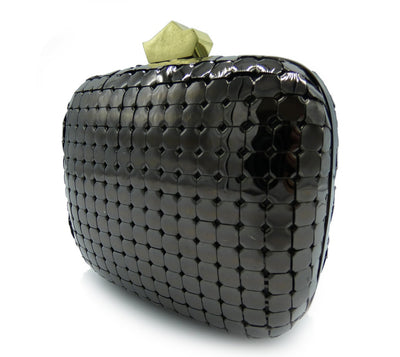 Lanvin Gunmetal Box Clutch