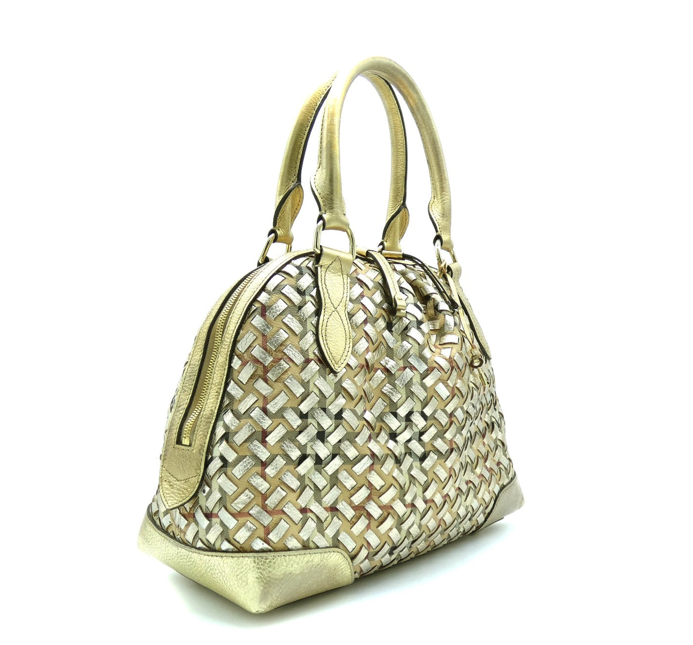 Burberry Prorsum Large Thornley Woven Champagne and Gold Leather Bag Bag Burberry