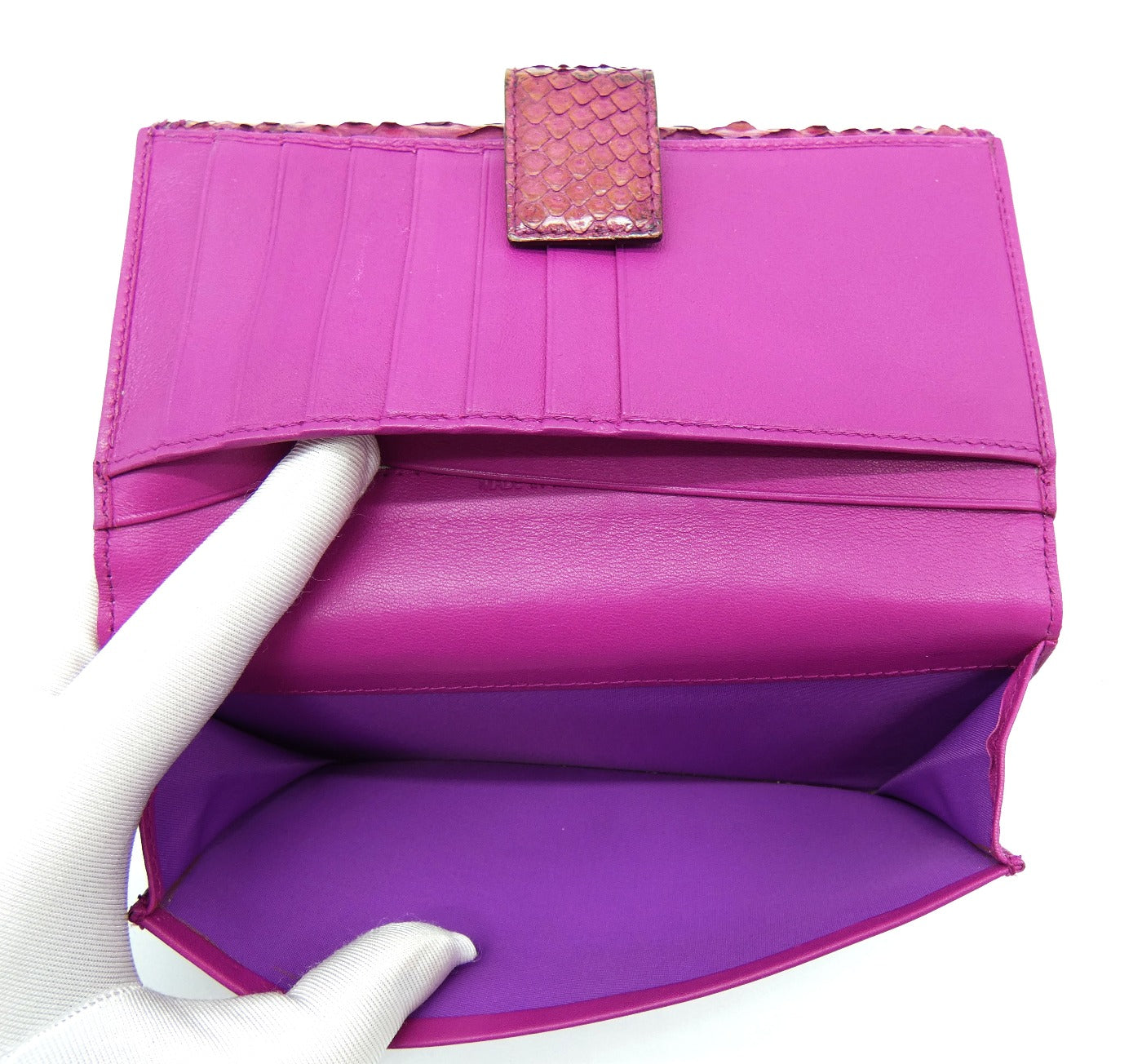 Christian Dior Fuchsia Python and Tweed Wallet