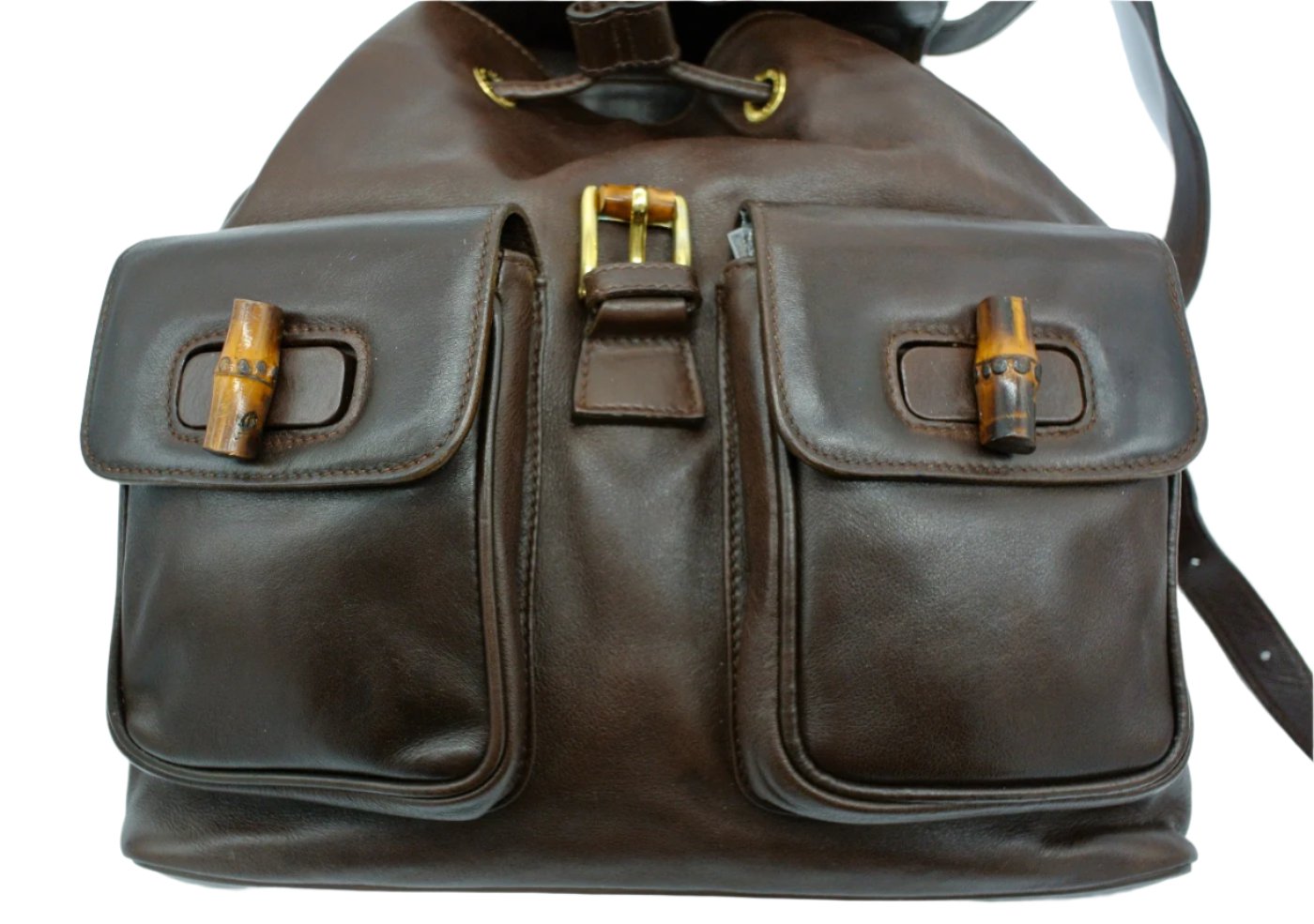 Gucci Vintage Dark Brown Leather Backpack