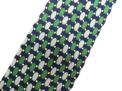 Burberrys Vintage Navy and Green Graphic Print Silk Tie