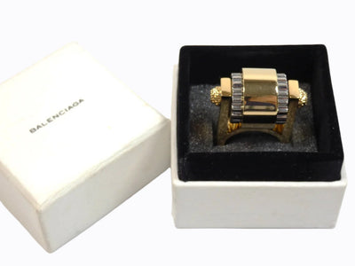 Balenciaga Silver and Gold Gear Ring