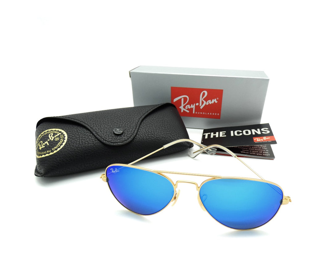 Buy Ray-Ban RB3025 Aviator Sunglasses with Gold Frame Blue Lenses