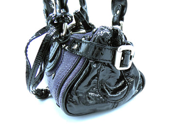 Chloe Lilac and Black Patent Leather Mini Paddington Bag