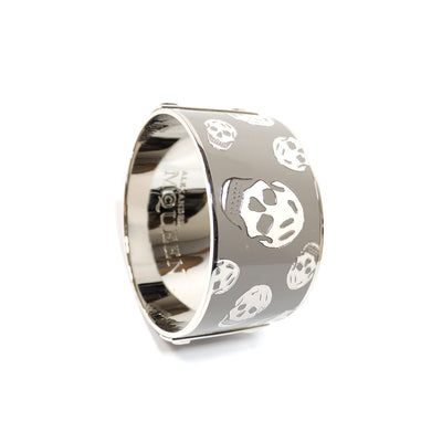 Alexander McQueen Silver and White Skull Bangle