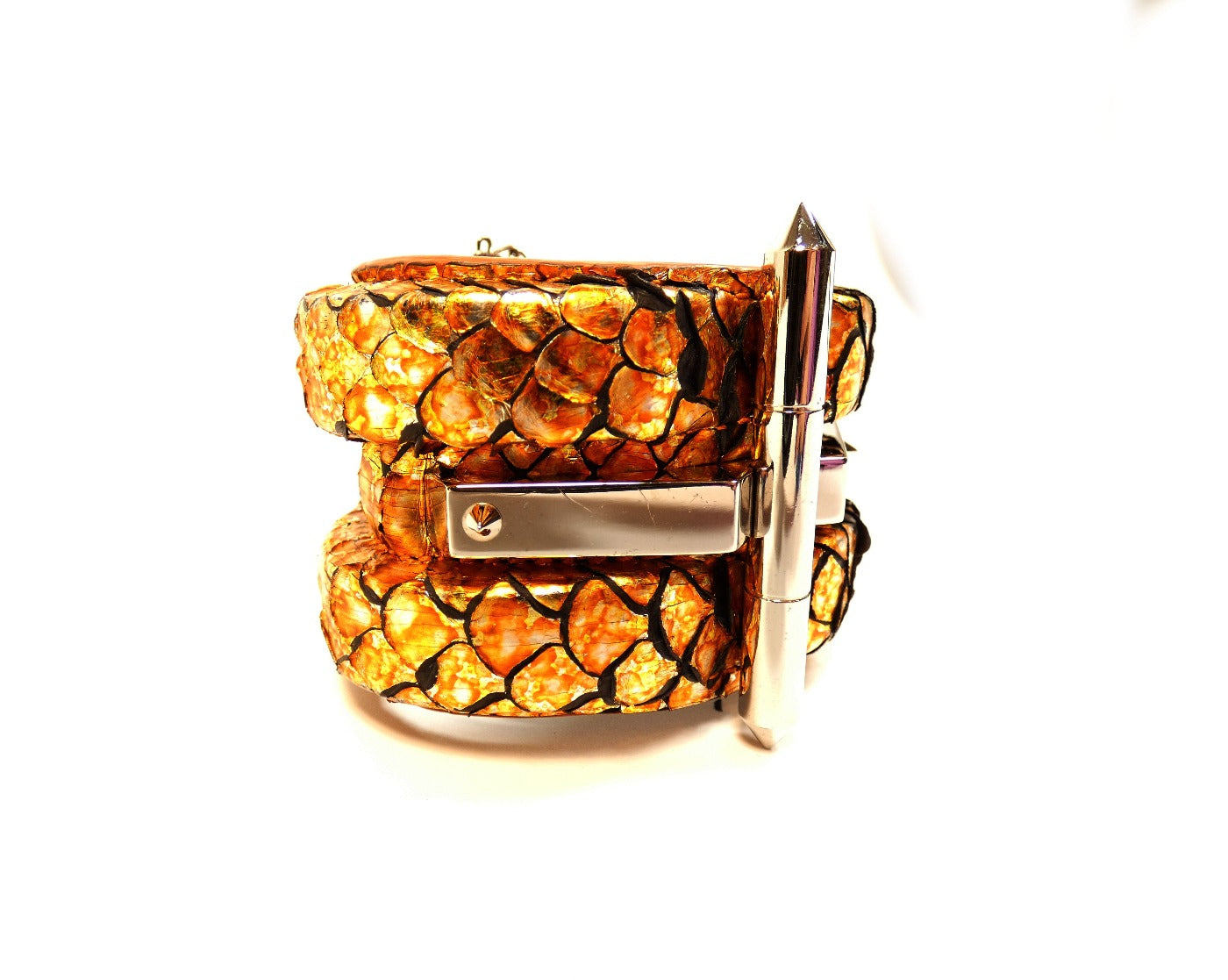 Roberto Cavalli Python Wide Metallic Cuff Bracelet Roberto Cavalli