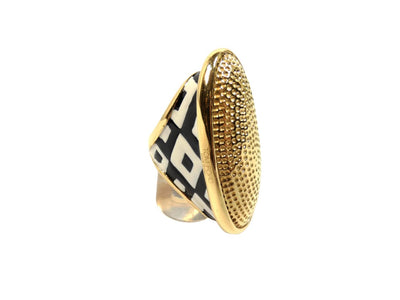 Tom Ford Black and White Enamel Cocktail Ring