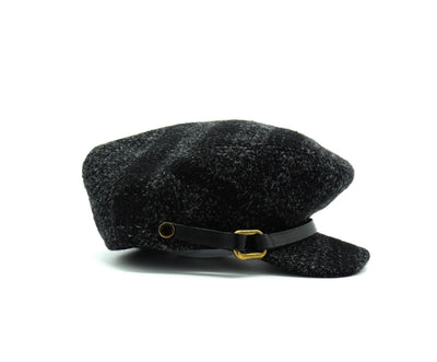 Burberry Black and Grey Wool Military Cap