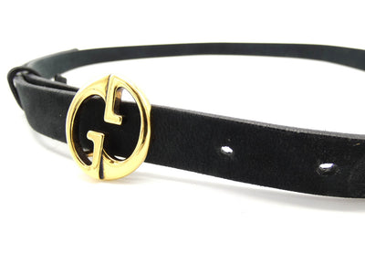 Gucci Vintage Skinny GG Black Suede Belt