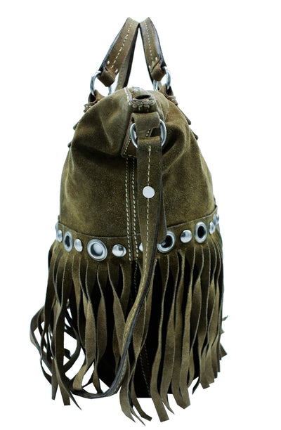 Miu Miu Vintage Brown Suede Fringed Large Tote