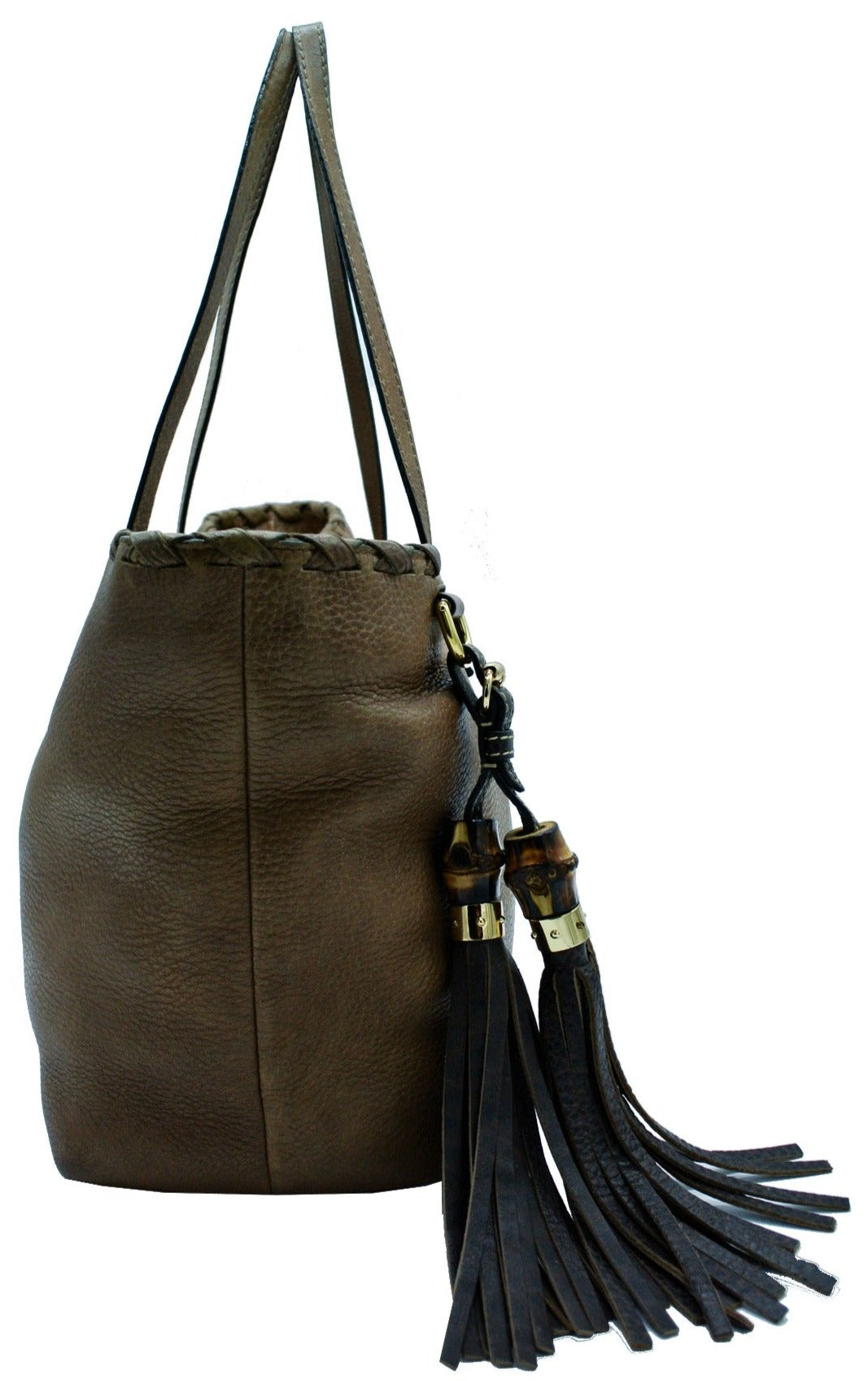 Gucci Large Brown Leather Tassel Tote