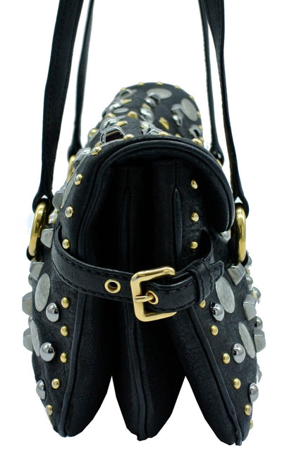 Miu Miu Studded Monk Black Nappa Leather Bag