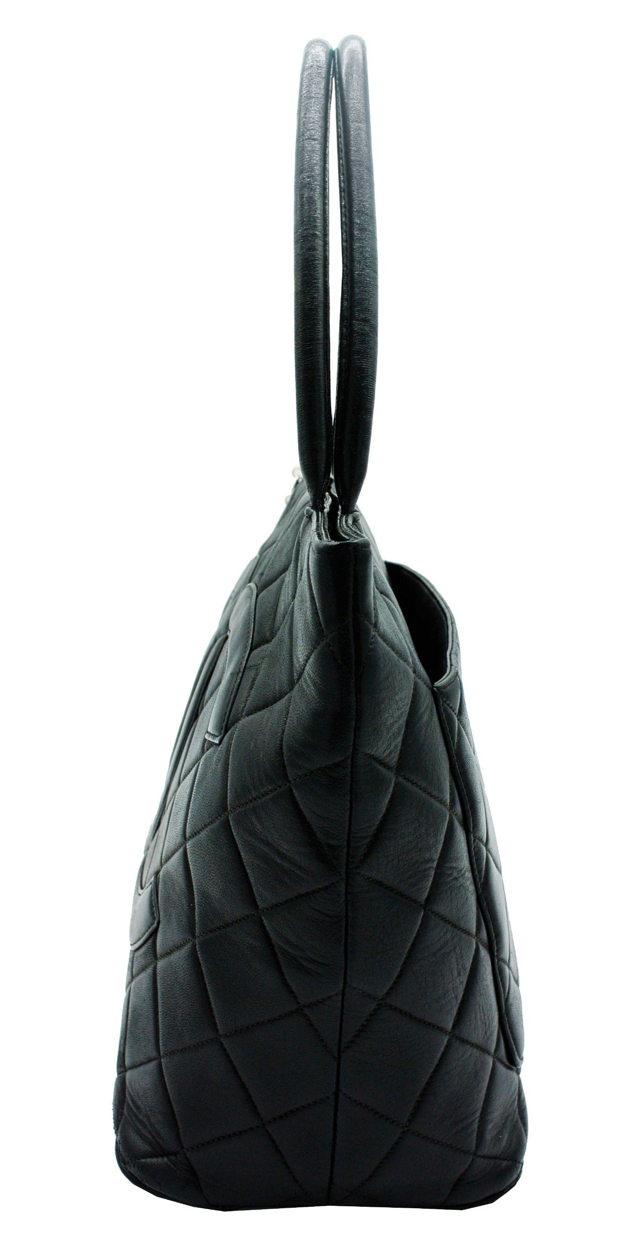 Chanel Black Leather Medallion Tote Bag Chanel