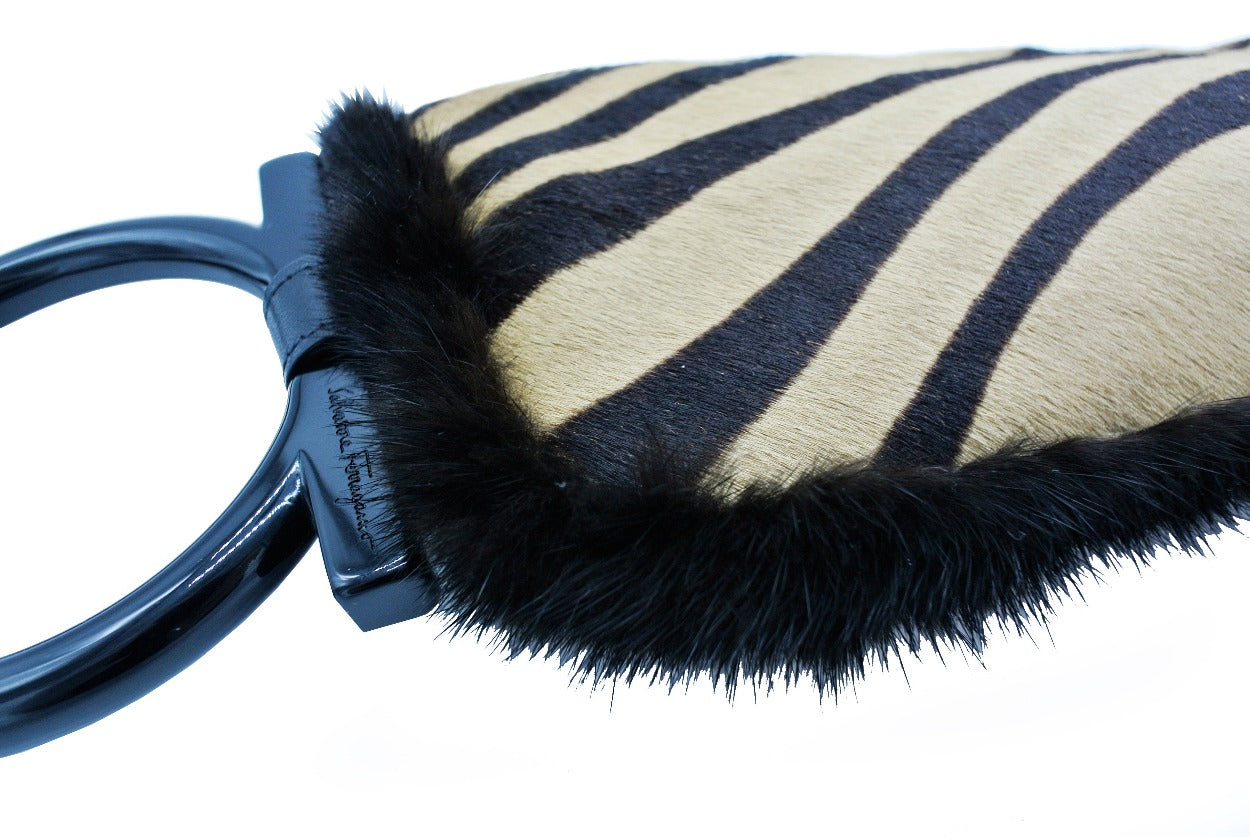 Salvatore Ferragamo Calf Hair Zebra Bracelet Wristlet