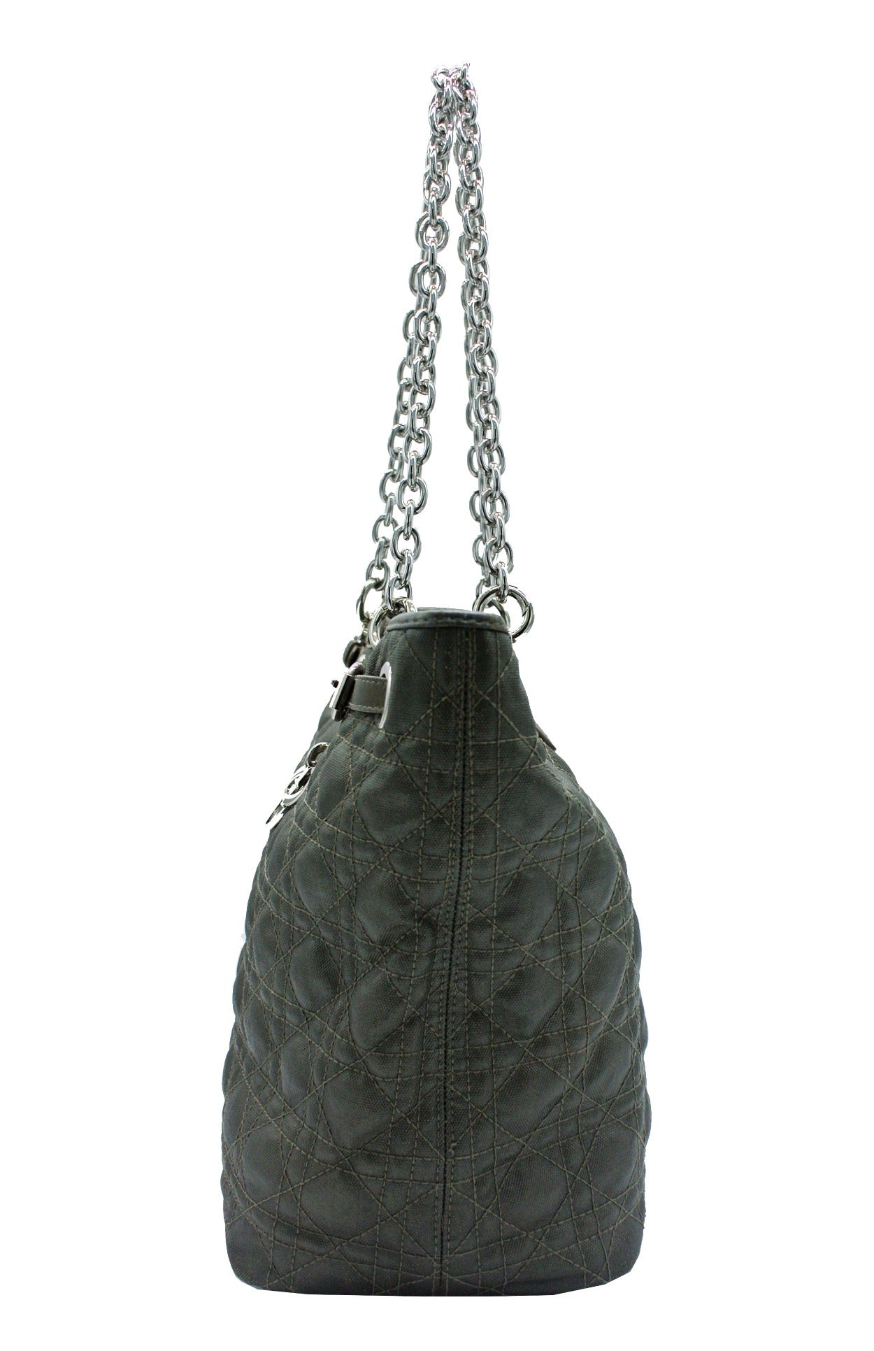 Christian Dior Grey Cannage Coated Canvas Tote: Modified