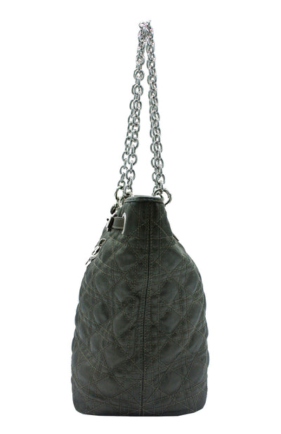 Christian Dior Grey Cannage Coated Canvas Tote: Modified