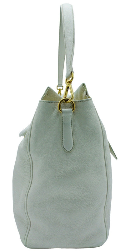 Prada Cream Cervo Deerskin Top Handle Bag