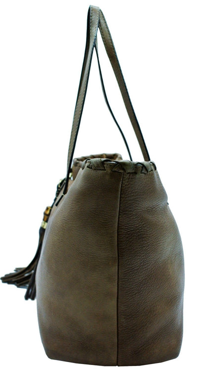 Gucci Large Brown Leather Tassel Tote