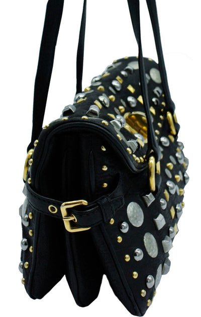 Miu Miu Studded Monk Black Nappa Leather Bag