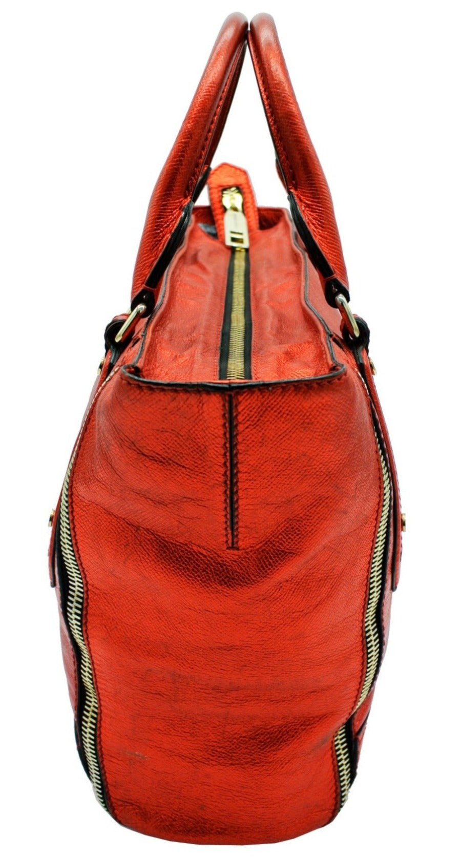 Burberry Somerford Red Metallic Satchel