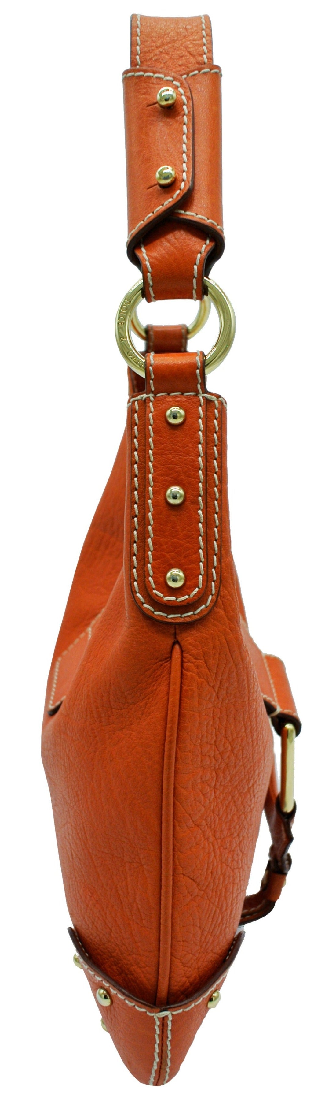 Dolce & Gabbana Vintage Orange Leather Small D Ring Hobo