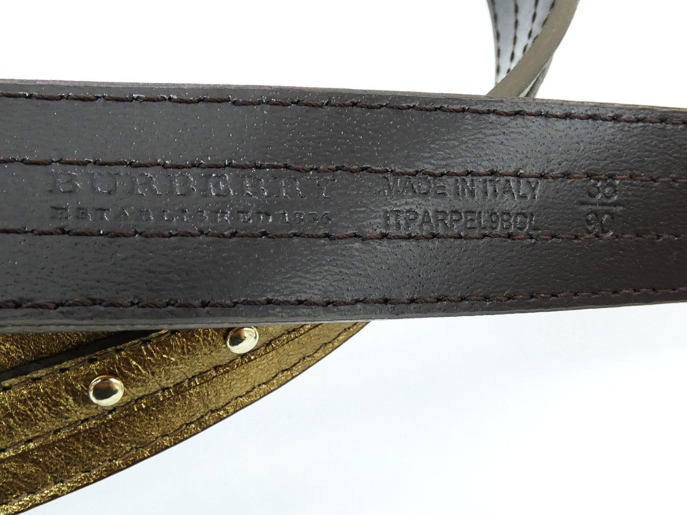 Burberry Studded Gold Leather Belt