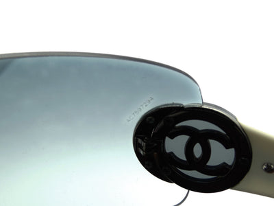 Chanel Vintage Black and White CC Logo Shield Sunglasses 4173