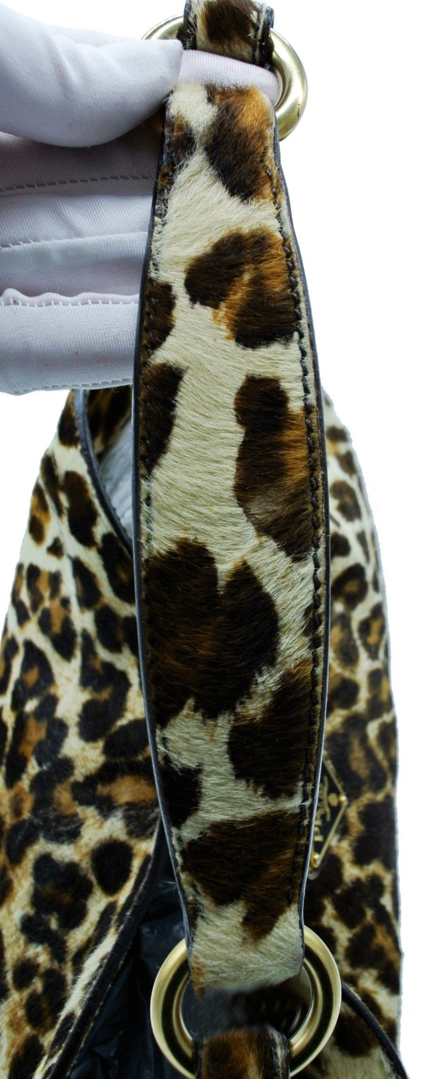 Vintage Prada Pattina Sottospalla Cavallino Shoulder Bag in Leopard Print