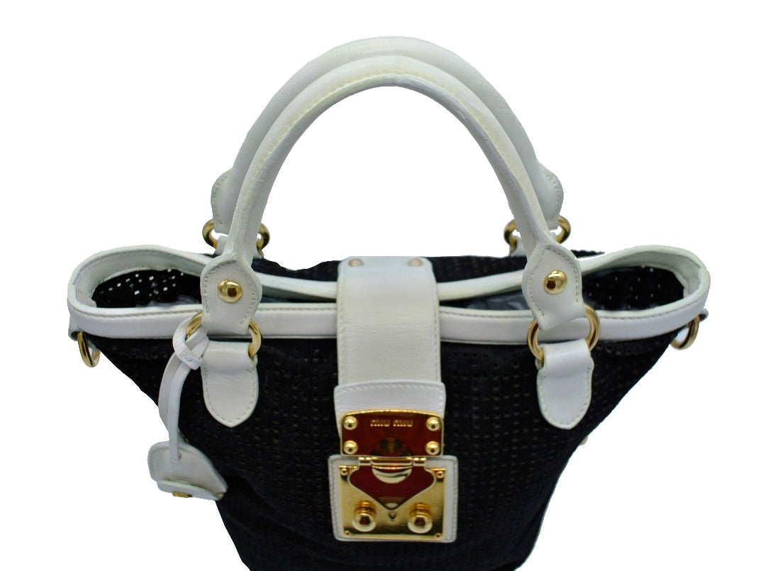 Miu Miu Black Laser Cut Suede 2Way Bag Bag Miu Miu