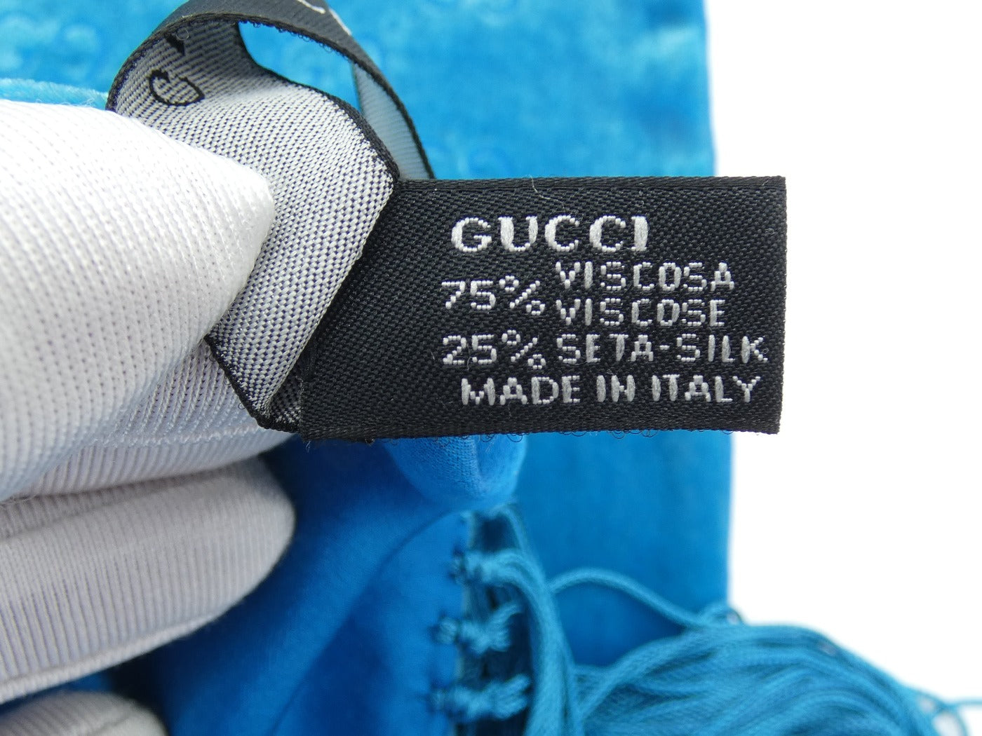 Gucci GG Monogram Turquoise Velvet and Satin Scarf