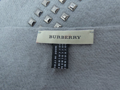 Burberry Cashmere Metal Studded Nova Check Grey Scarf/Shawl Scarf Burberry
