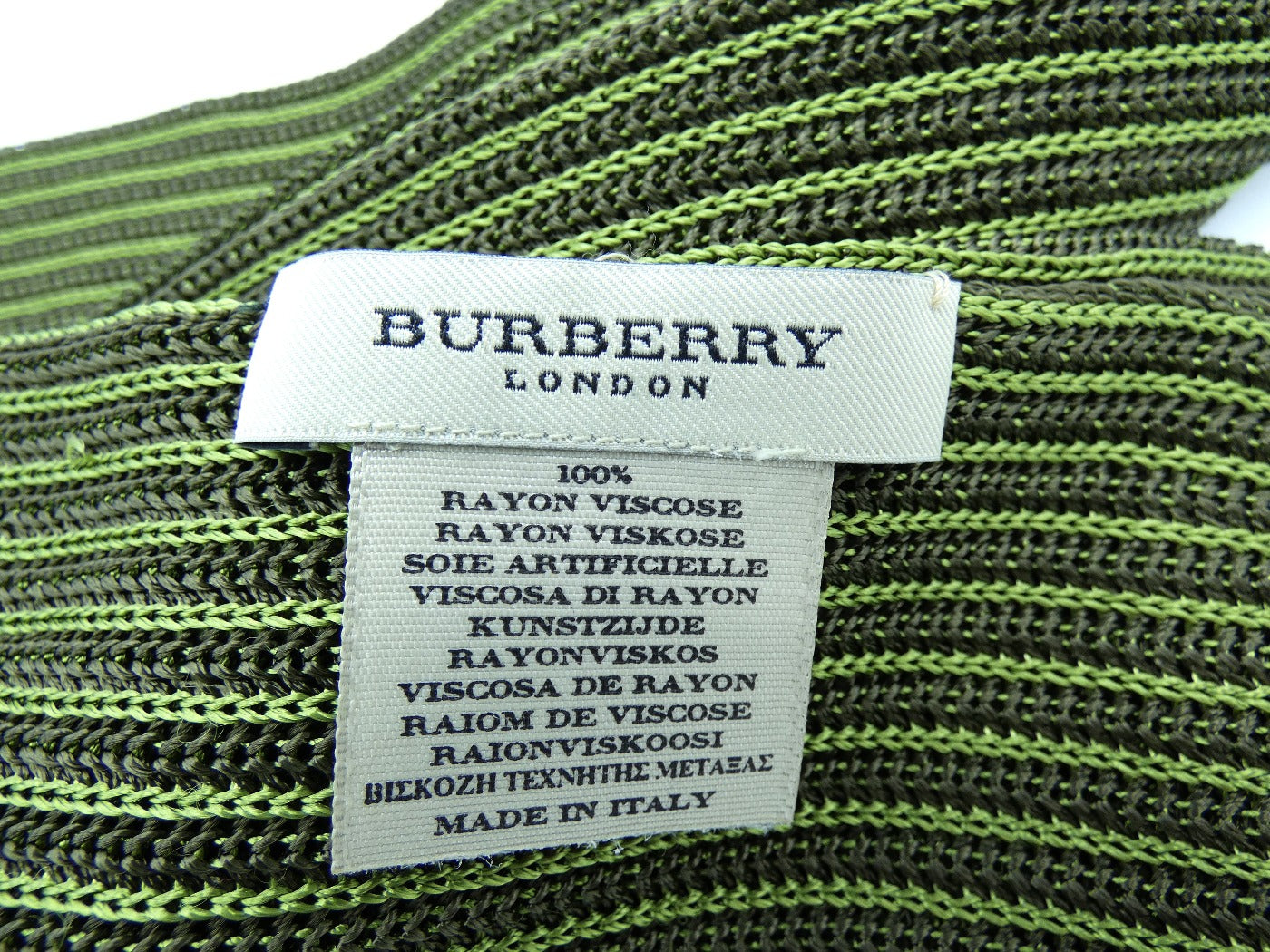 Burberry Pinstripe Men's Thin Olive Scarf Scarf Burberry