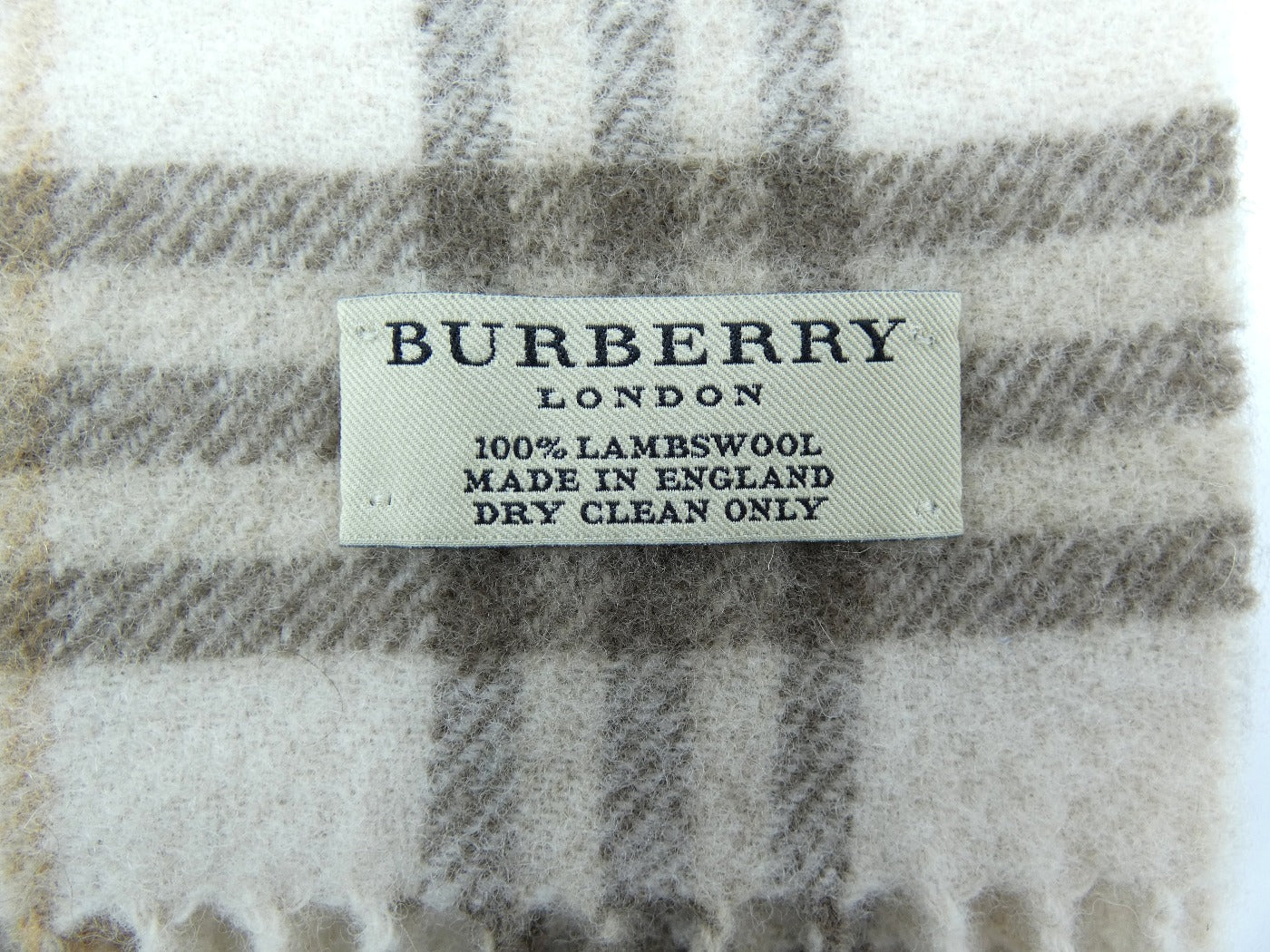 Burberry Lambswool House Check Cream and Brown Scarf