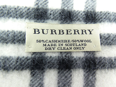 Burberry Cashmere and Wool Icon Stripe Cream and Black Scarf