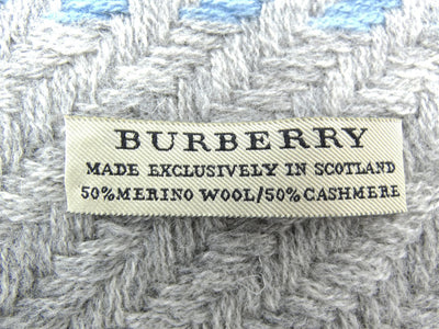 Burberry Cashmere and Wool Giant Nova Check Herringbone Grey with Black Scarf Scarf Burberry