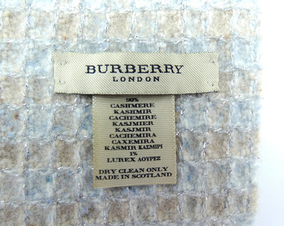 Burberry Cashmere Plaid Cream and Silver Scarf Scarf Burberry