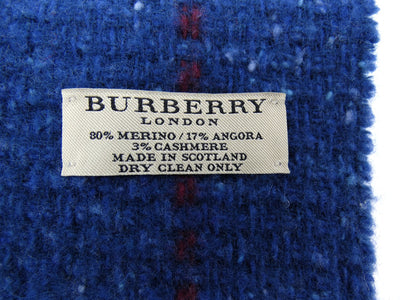 Burberry Merino Wool and Angora Giant Nova Check Blue Scarf