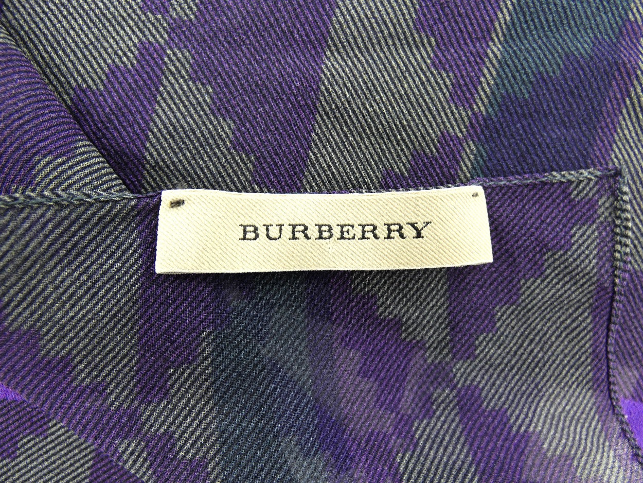 Burberry Silk Herringbone Giant Nova Check Purple Scarf Scarf Burberry