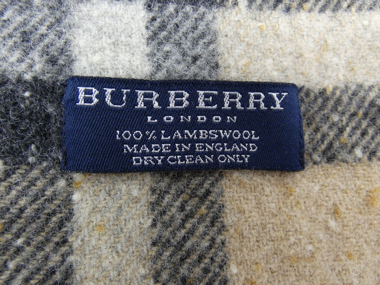 Burberry Bobbled Lambswool Classic Nova Check Camel Scarf