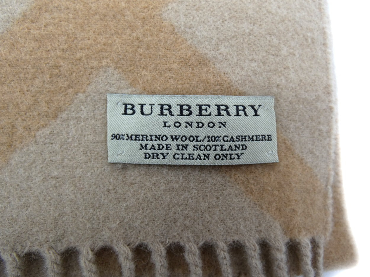 Burberry Cashmere and Merino Giant Nova Check Camel Scarf