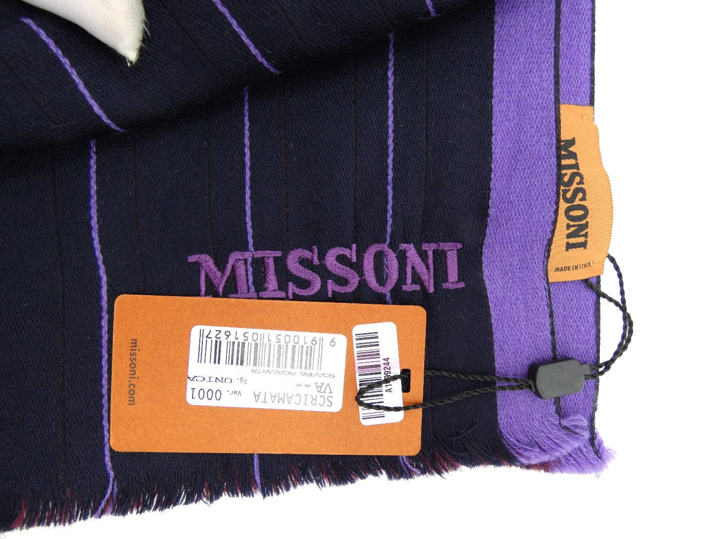 Missoni Purple Striped Wool with Silk Scarf