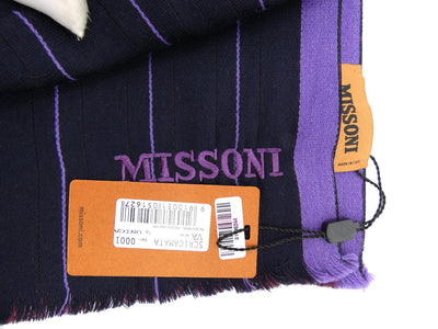 Missoni Purple Striped Wool with Silk Scarf