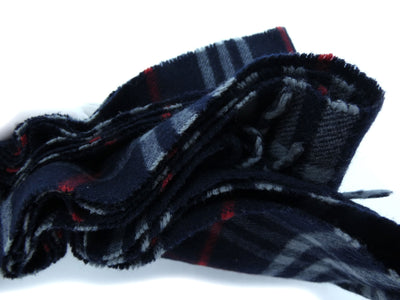 Burberry Merino Wool and Cashmere House Check Navy Scarf