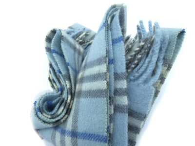 Burberry Cashmere House Check Blue Scarf