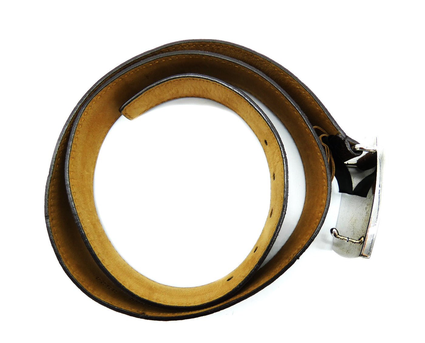 Prada Vintage Brown Stingray Leather Geometric Buckle Belt Belt Prada